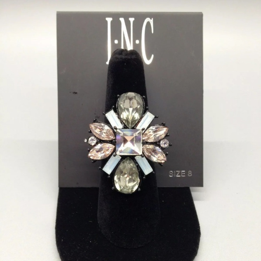 Beautiful Sparkly Statement Ring Black Band